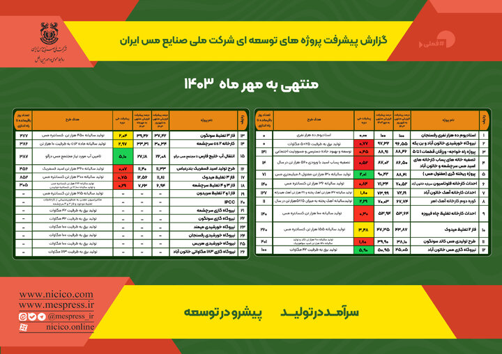 گزارش پیشرفت پروژه‌ها