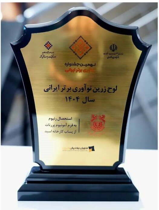 لوح زرین نوآوری برتر ایرانی به محققان شرکت ملی صنایع مس ایران رسید